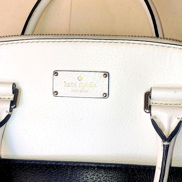 KATE SPADE White Black Leather Dome Shaped Top Handle Crossbody Satchel - Picture 3 of 17